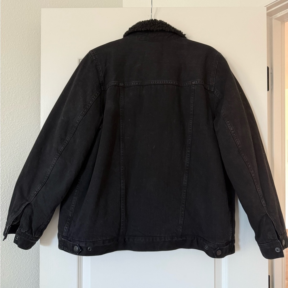 Madewell Black Jean Jacket with Sherpa Collar - Picture 3 of 6